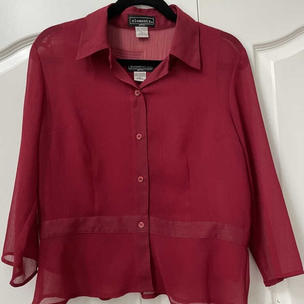 Brand New Sheer Blouse w/ Red Tank